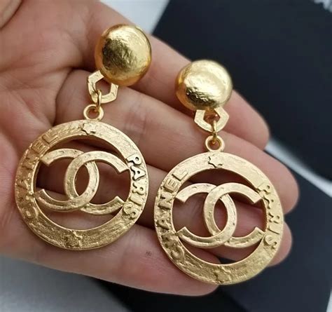 chanel classic cc hoop earrings|CHANEL Earrings .